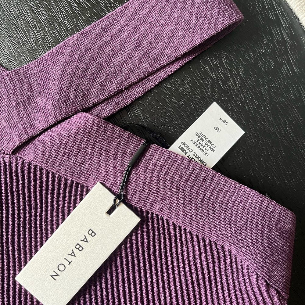 Aritzia sculpt knit cross crop rampante purple mauve